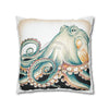 Octopus Pale Green Vintage Ink Art Spun Polyester Square Pillow Case Home Decor