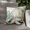 Octopus Pale Green Vintage Ink Art Spun Polyester Square Pillow Case Home Decor