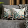 Octopus Pale Green Vintage Ink Art Spun Polyester Square Pillow Case Home Decor