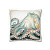 Octopus Pale Green Vintage Ink Art Spun Polyester Square Pillow Case Home Decor