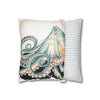 Octopus Pale Green Vintage Ink Art Spun Polyester Square Pillow Case Home Decor