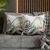 Octopus Pale Green Vintage Ink Art Spun Polyester Square Pillow Case Home Decor