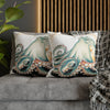 Octopus Pale Green Vintage Ink Art Spun Polyester Square Pillow Case Home Decor