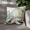 Octopus Pale Green Vintage Ink Art Spun Polyester Square Pillow Case Home Decor