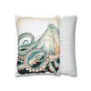 Octopus Pale Green Vintage Ink Art Spun Polyester Square Pillow Case Home Decor
