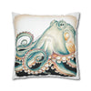 Octopus Pale Green Vintage Ink Art Spun Polyester Square Pillow Case Home Decor