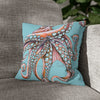 Octopus Pink On Blue Teal Dance Art Spun Polyester Square Pillow Case 14 × Home Decor