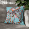 Octopus Pink On Blue Teal Dance Art Spun Polyester Square Pillow Case 18 × Home Decor