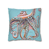 Octopus Pink On Blue Teal Dance Art Spun Polyester Square Pillow Case Home Decor