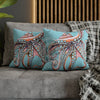 Octopus Pink On Blue Teal Dance Art Spun Polyester Square Pillow Case Home Decor