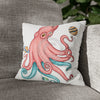 Octopus Pink Teal Planets Art Ii Spun Polyester Square Pillow Case 14 × Home Decor
