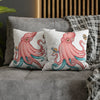 Octopus Pink Teal Planets Art Ii Spun Polyester Square Pillow Case Home Decor