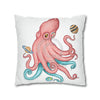 Octopus Pink Teal Planets Art Ii Spun Polyester Square Pillow Case Home Decor