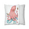 Octopus Pink Teal Planets Art Ii Spun Polyester Square Pillow Case Home Decor