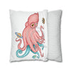 Octopus Pink Teal Planets Art Ii Spun Polyester Square Pillow Case Home Decor