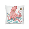 Octopus Pink Teal Planets Art Ii Spun Polyester Square Pillow Case Home Decor