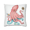 Octopus Pink Teal Planets Art Ii Spun Polyester Square Pillow Case Home Decor