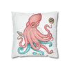 Octopus Pink Teal Planets Art Ii Spun Polyester Square Pillow Case Home Decor