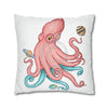 Octopus Pink Teal Planets Art Ii Spun Polyester Square Pillow Case Home Decor