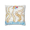 Octopus Playing Beach Ball Ink Art Spun Polyester Square Pillow Case Home Decor