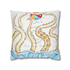 Octopus Playing Beach Ball Ink Art Spun Polyester Square Pillow Case Home Decor