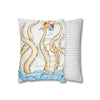 Octopus Playing Beach Ball Ink Art Spun Polyester Square Pillow Case Home Decor