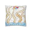 Octopus Playing Beach Ball Ink Art Spun Polyester Square Pillow Case Home Decor