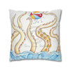 Octopus Playing Beach Ball Ink Art Spun Polyester Square Pillow Case Home Decor