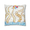 Octopus Playing Beach Ball Ink Art Spun Polyester Square Pillow Case Home Decor
