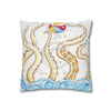 Octopus Playing Beach Ball Ink Art Spun Polyester Square Pillow Case Home Decor