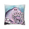 Octopus Purple Blue Watercolor Art Spun Polyester Square Pillow Case Home Decor