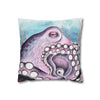 Octopus Purple Blue Watercolor Art Spun Polyester Square Pillow Case Home Decor