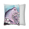 Octopus Purple Blue Watercolor Art Spun Polyester Square Pillow Case Home Decor