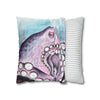 Octopus Purple Blue Watercolor Art Spun Polyester Square Pillow Case Home Decor