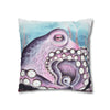 Octopus Purple Blue Watercolor Art Spun Polyester Square Pillow Case Home Decor