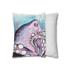 Octopus Purple Blue Watercolor Art Spun Polyester Square Pillow Case Home Decor