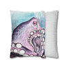 Octopus Purple Blue Watercolor Art Spun Polyester Square Pillow Case Home Decor