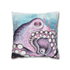 Octopus Purple Blue Watercolor Art Spun Polyester Square Pillow Case Home Decor