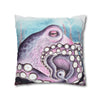 Octopus Purple Blue Watercolor Art Spun Polyester Square Pillow Case Home Decor