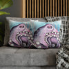 Octopus Purple Blue Watercolor Art Spun Polyester Square Pillow Case Home Decor