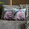 Octopus Purple Blue Watercolor Art Spun Polyester Square Pillow Case Home Decor