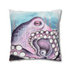 Octopus Purple Blue Watercolor Art Spun Polyester Square Pillow Case Home Decor