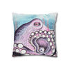 Octopus Purple Blue Watercolor Art Spun Polyester Square Pillow Case Home Decor