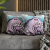 Octopus Purple Blue Watercolor Art Spun Polyester Square Pillow Case Home Decor