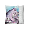 Octopus Purple Blue Watercolor Art Spun Polyester Square Pillow Case Home Decor