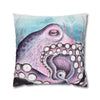 Octopus Purple Blue Watercolor Art Spun Polyester Square Pillow Case Home Decor