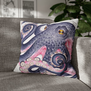 Octopus Purple Pink Watercolor Ink Art Spun Polyester Square Pillow Case 20 × Home Decor