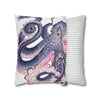 Octopus Purple Pink Watercolor Ink Art Spun Polyester Square Pillow Case Home Decor