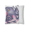 Octopus Purple Pink Watercolor Ink Art Spun Polyester Square Pillow Case Home Decor