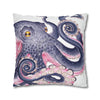 Octopus Purple Pink Watercolor Ink Art Spun Polyester Square Pillow Case Home Decor